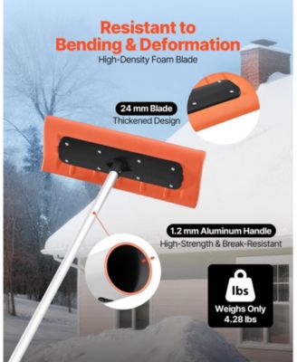 Snow Roof Rake, 17.7" Foam Blade, 7.3-18.4 ft Adjustable, Extension Tubes, Non-Slip Handle, Roof Scraper