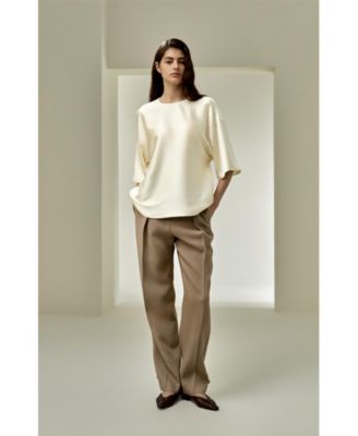 Women's Relaxed Silk Crewneck Blouse