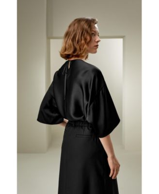 Women's Relaxed Silk Crewneck Blouse