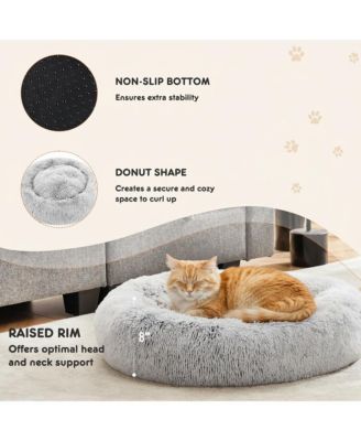 37 Inch Anti Slip Round Fluffy Faux Fur Cat Bed