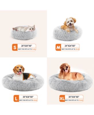 37 Inch Anti Slip Round Fluffy Faux Fur Cat Bed
