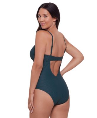 Women's S3 Smoothing Grid Texture Underwire One-Piece Swimsuit