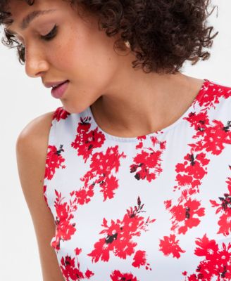 Women's Printed Sleeveless Asymmetrical-Hem Dress