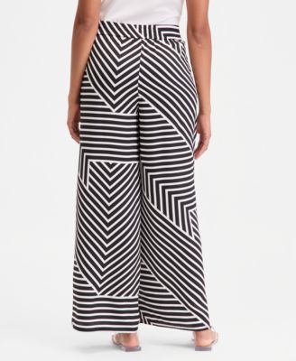 Women's Printed Pull-On Wide-Leg Pants