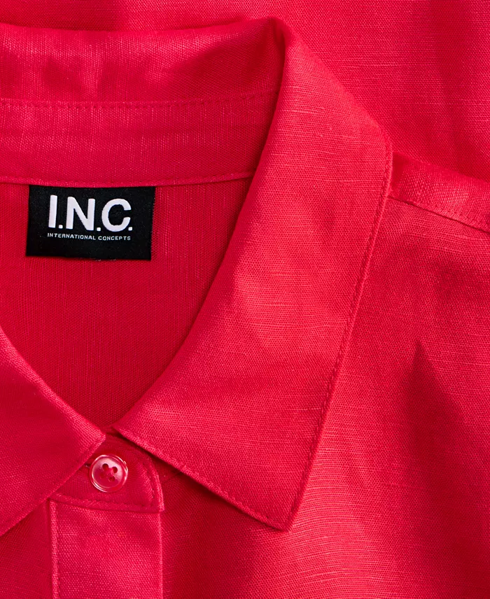 Women's Linen-Blend Tie-Front Blouse - thumbnail 6