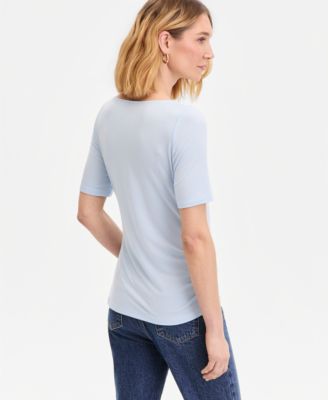 Women's Luxe-Layering Jersey Boat-Neck Short-Sleeve Top