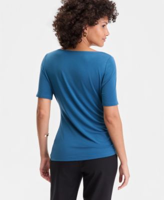 Women's Luxe-Layering Jersey Boat-Neck Short-Sleeve Top