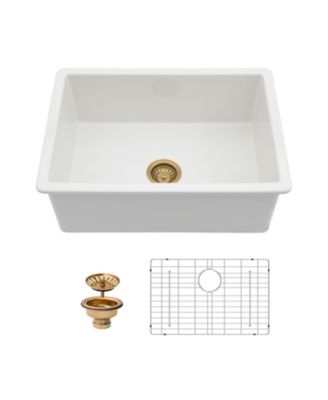 27x19x10inch Dual Mount White Porcelain Fireclay Undermount Single Bowl Deep Rectangular Kitchen Sink