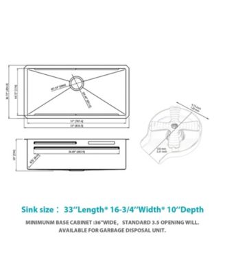 33x16.72x10inch Undermount Gunmetal Black Waterfall Kitchen Sink Stainless Steel Workstation