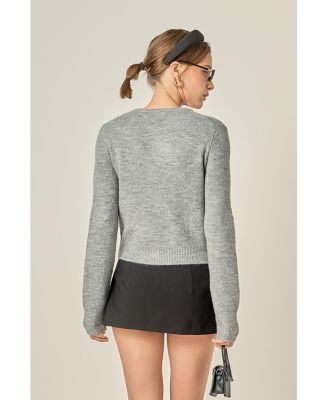 Women's Scallop Pearl Detail Knit Cardigan Jackets