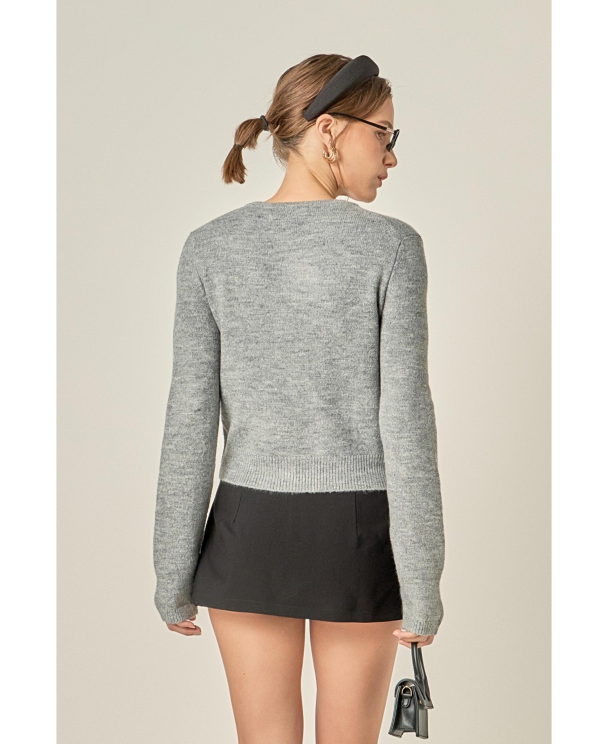 English Factory Women's Scallop Pearl Detail Knit Cardigan Jackets