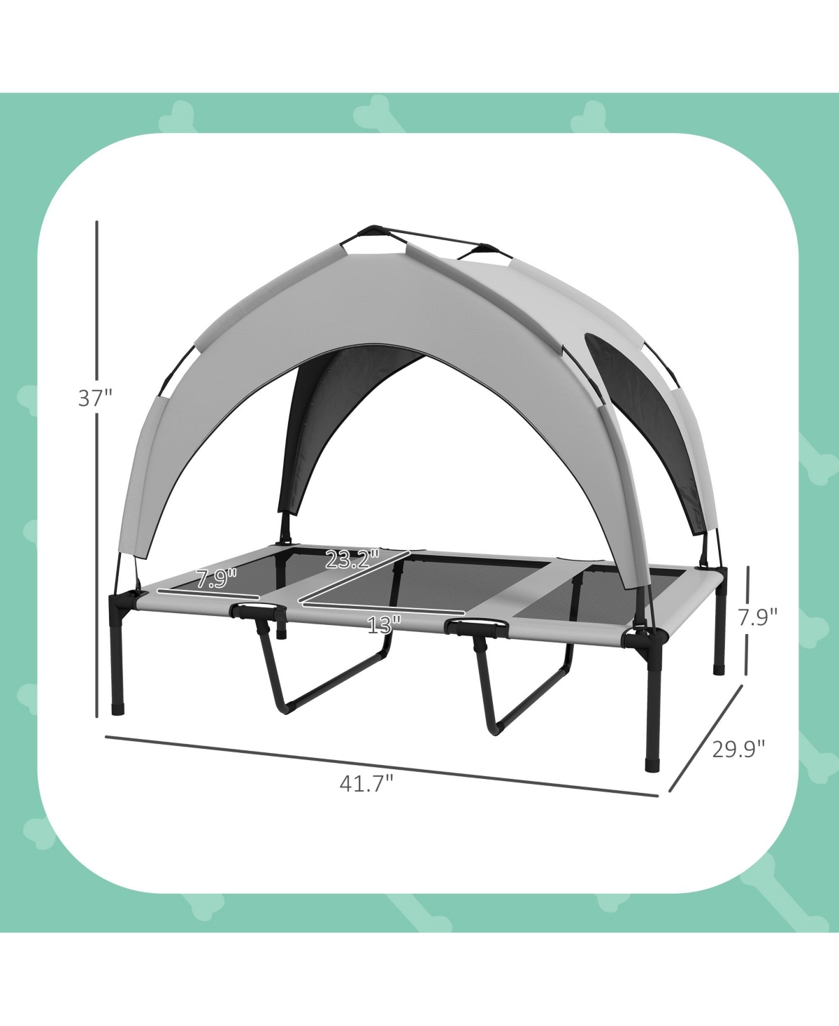 PawHut Elevated Dog Bed with Canopy, Raised Outdoor Pet Bed for Camping