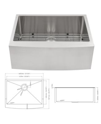 27"x21"x10" Stainless Steel Farmhouse Apron Front Sink