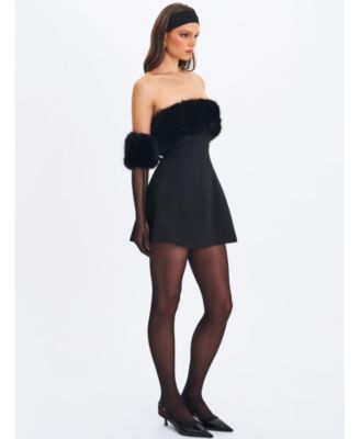 Women's Evelyn Fur-Trimmed Mini A-Line Dress