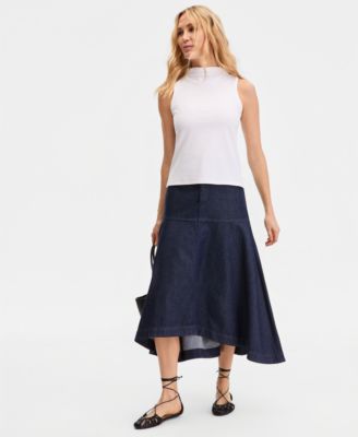 Women's High-Neck Rib-Knit Sleeveless Top