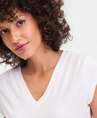 Women's Cap-Sleeve V-Neck T-Shirt