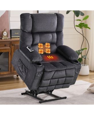 Dual Motor Large Power Lift Recliner Chair for Elderly, Lay Flat Lift Chair with knead the waist and heat, Big Lift Recliner for Tall People