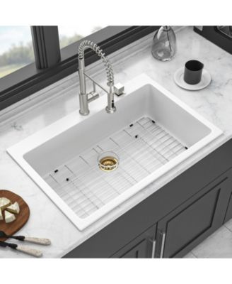 Granite Composite Drop-in Quartz Kitchen Sink with Complete Accessory Set
