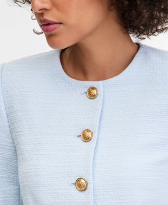 Women's Collarless Cotton Tweed Jacket