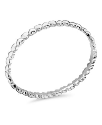 Sweet Heart Eternity Bangle Bracelet in Rhodium Plated Sterling Silver, Size Medium