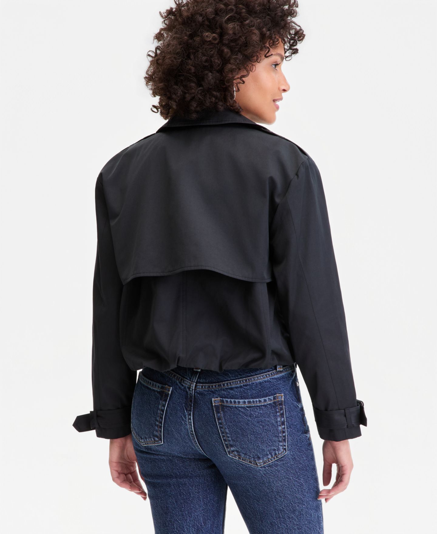 Женское пальто I.N.C. International Concepts Bubble-Hem Short Trench, цвет: Глубокий чёрный — фото 2