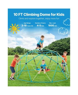 Climbing Dome, 10FT Geometric Dome Climber with Saucer Swing