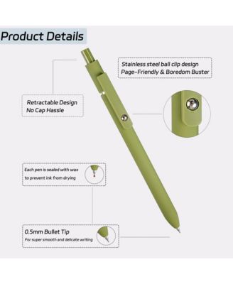 5Pcs Gel Pens, 0.5mm Black Ink Pens with Smooth Writing, Quick Dry Aesthetic Pens for Journaling and Note Taking (Retro)