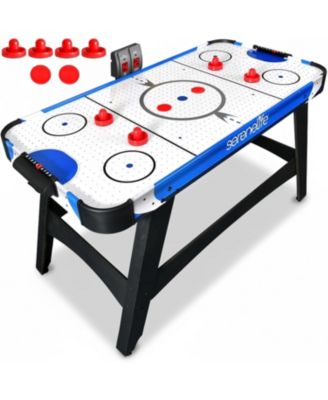 58" Powered Air Hockey Table – Dual Motor Arcade Game with LED Scoreboard, 4 Pucks & 2 Pushers for Home & Game Room