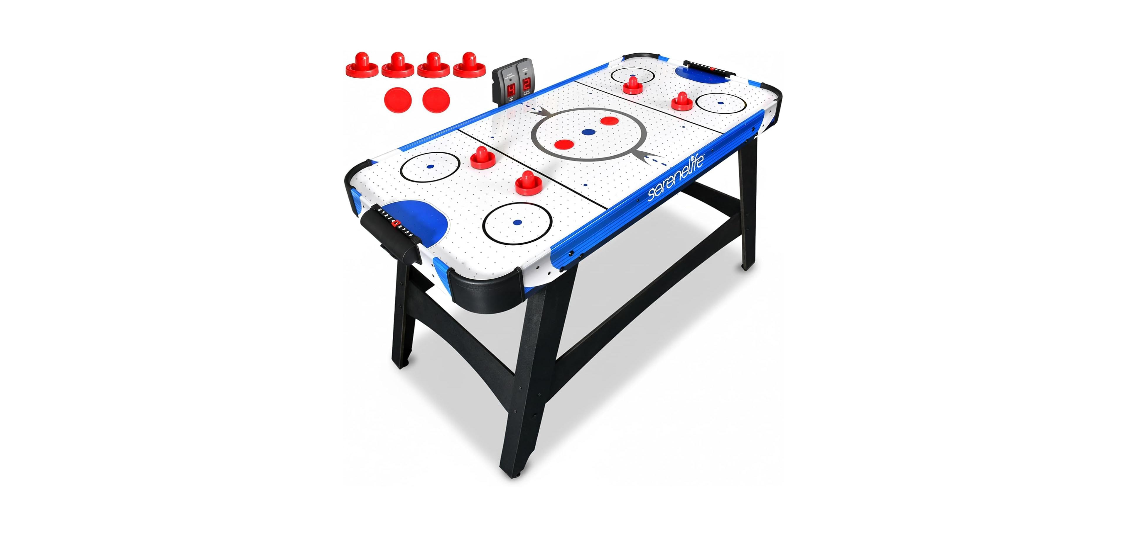SereneLife 58" Powered Air Hockey Table – Dual Motor Arcade Game with Led Scoreboard