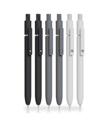 6 Pcs Gel Pens, 0.5mm Black Ink Pens with Smooth Writing, Quick Dry Aesthetic Pens for Journaling and Note Taking (Black/Gray/White)