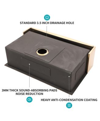 33x21x10inch Gold Farmhouse Kitchen Sink Stainless Steel Apron Front 16 Gauge