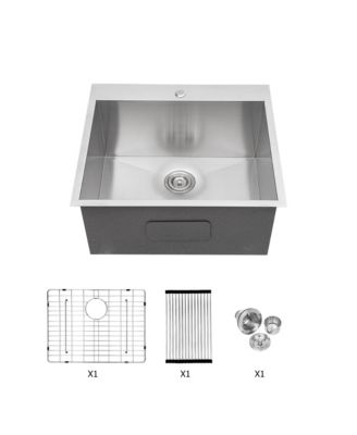 22x22x12inch Laundry Sink Topmount Stainless Steel Deep Single Bowl Utility Room Sink