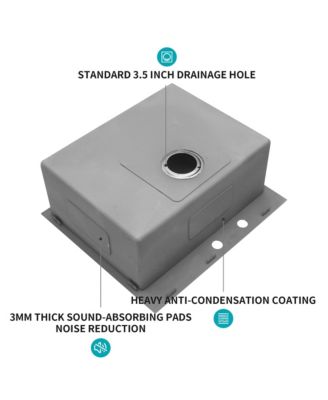 25x22x10inch Stainless Steel Kitchen Sink Drop In Single Bowl 16 Gauge Deep Basin