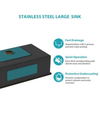 33x19x9inch Gunmetal Black Undermount Single Bowl Kitchen Sink 16 Gauge T304 Stainless Steel with Drain Assembly