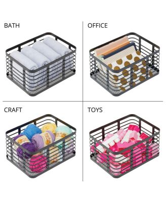 Metal Pantry Basket with Handles - Set of 2 - Matte Black