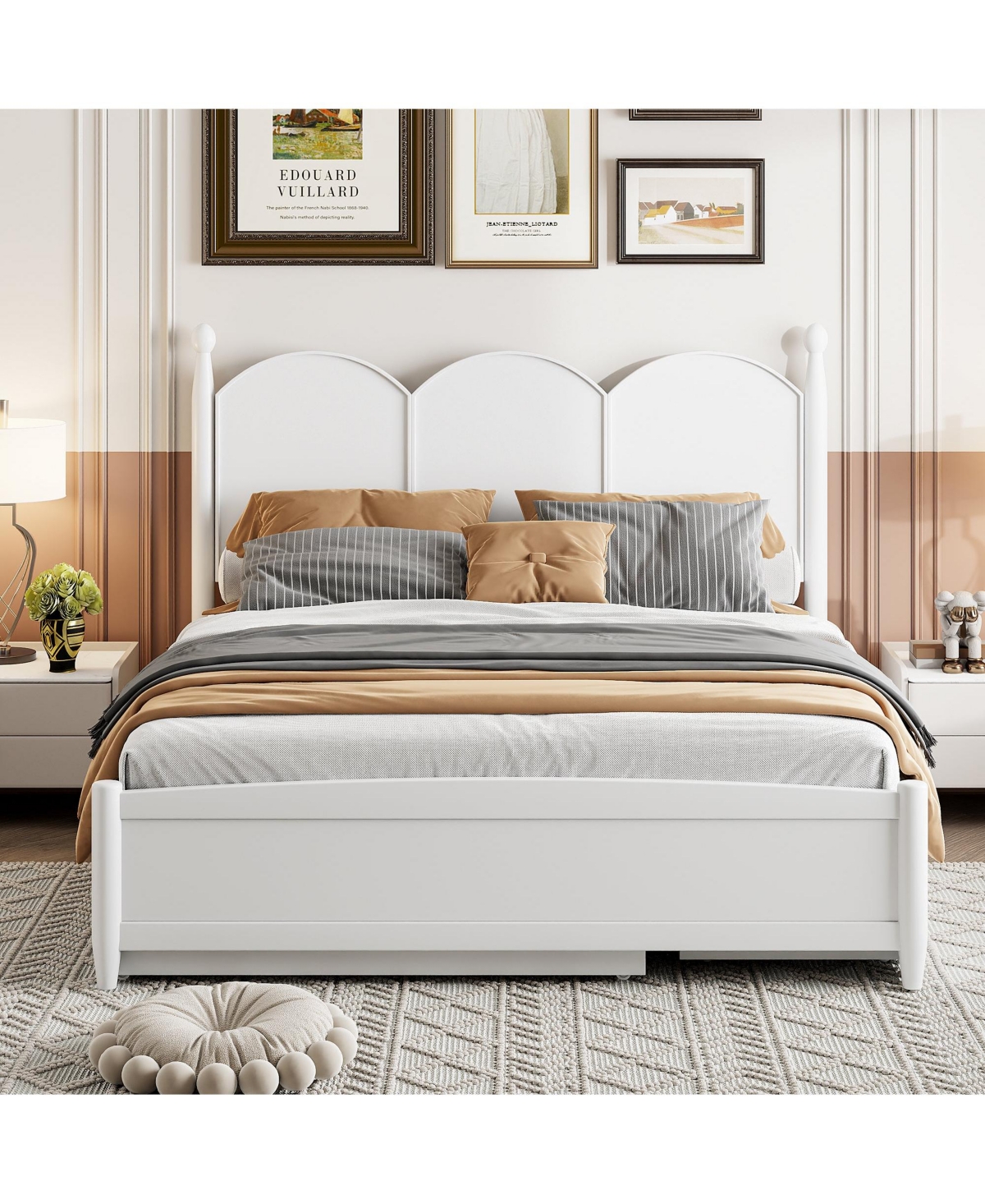 Boyel Living Queen Platform Bed with 2 Big Drawers and Twin Xl Trundle