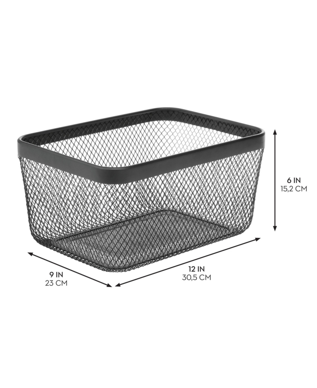 mDesign Metal Mesh Pantry Basket for Kitchen Storage - Set of 4 - Black