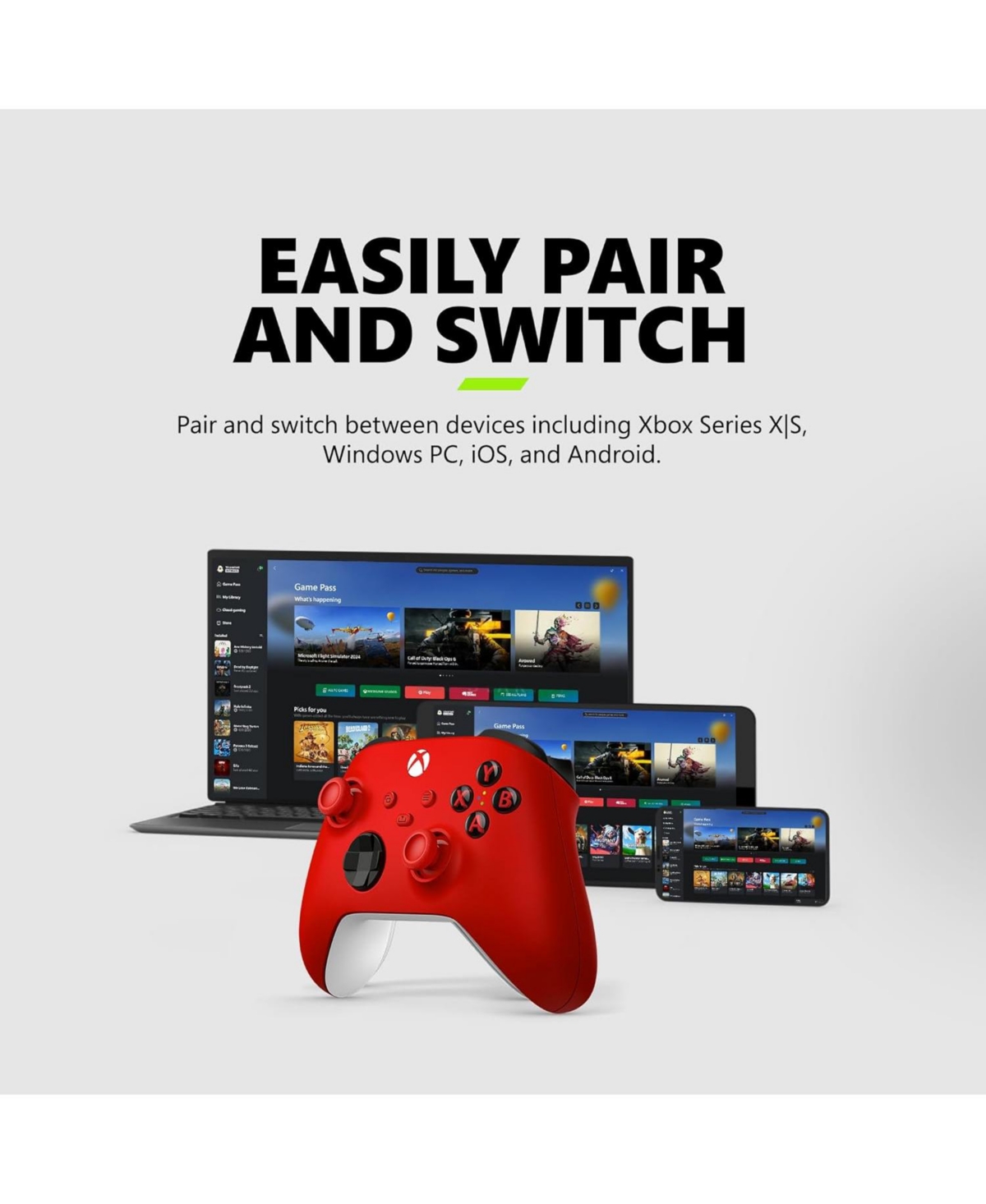 Xbox Wireless Controller for Xbox Series X|S, Xbox One, Windows Pc, Android, and iOS - Pulse Red