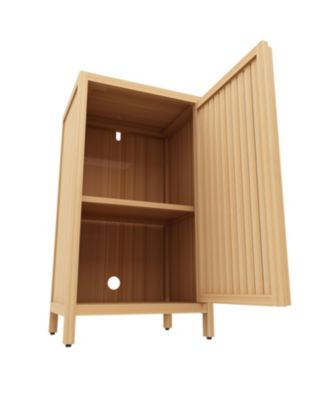Bathroom Bamboo Storage Cabinet - Freestanding Floor Cabinet with Door and Shelf