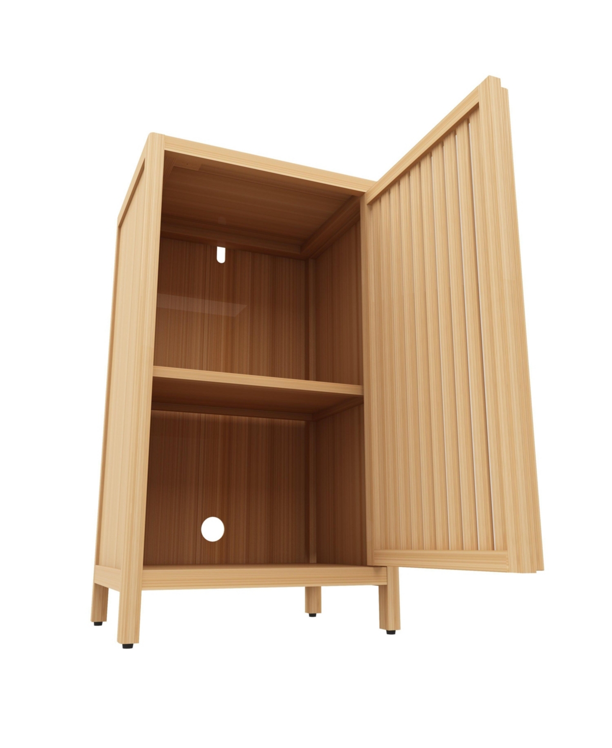 Bathroom Bamboo Storage Cabinet - Freestanding Floor Cabinet with Door and Shelf