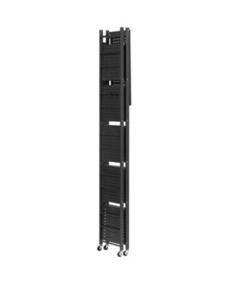 6-Tier Foldable Storage Shelf, No-Assembly Metal Rack w/ Wheels & Hooks