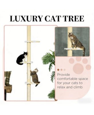 86.5" to 102.25" Cat Tree with 4-Tier Floor in Yellow