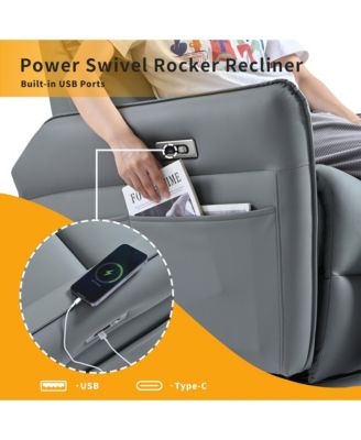 270°Power Swivel Rocker Recliner Chair for Adults, Electric Sofa Recliners for Living Room, Bedroom,RV