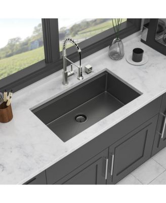 33inch Undermount Kitchen Sink Gunmetal Black 16G T304 Stainless Steel Ledge Workstation 33x19x9inch with Full Accessories Nano Plating