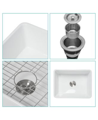 huluwat 24x18x10inch White Farmhouse Sink Ceramic Single Bowl Reversible Apron Front Laundry