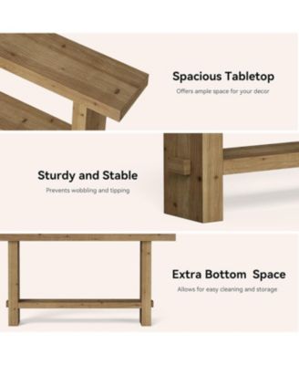 63-Inch Solid Wood Console Table, 2-Tier Narrow Farmhouse Entryway Table for Hallway, Entrance, Living Room, Behind The Couch,Brown