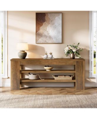 TV Stand for TVs up to 55 Inch, Entertainment Center with Open Storage Shelves & Soundbar Shelf, Modern Media Console Table