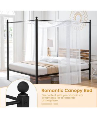  4-Post Canopy Bed Frame Rustproof Metal Noise-free with Foot Pads