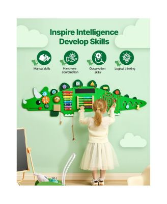 Dinosaur Activity Wall Busy Board Panels, 11 Activities, Montessori Sensory Wall Toy for Kids 3-12 Years