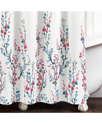 72-inch White Blue Coral Watercolor Floral Shower Curtain